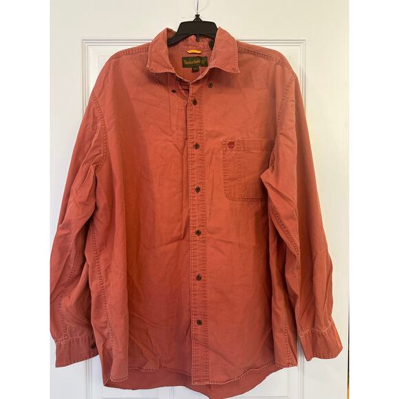 Timberland Button Down LS Front Pocket Brick Red 100% Cotton Shirt Sz XL - Picture 1 of 5